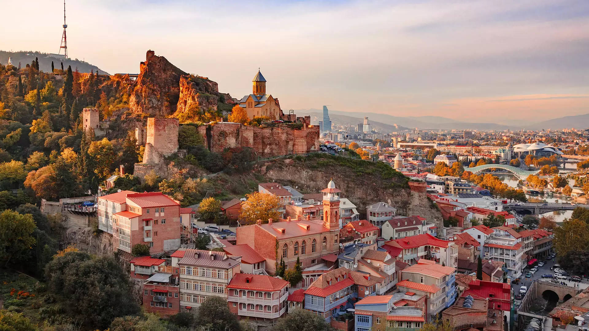 Colorful Tbilisi skyline with Narikala